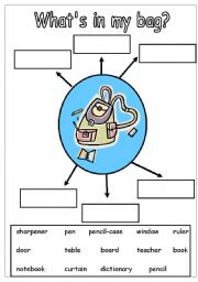 English Worksheet: Whats in my bag for slow learners