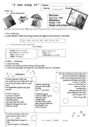 English Worksheet: Bubbly song  (Colbie Caillat) Listening skill