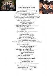 English Worksheet: When ypu look me in the eyes- Jonas Brothers