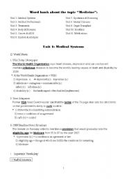 English worksheet: vocabulary about medicine