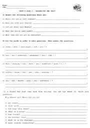 English Worksheet: review simple past