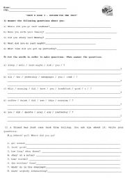 English worksheet: review simple past