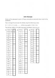 English worksheet: Letter message