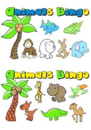 English Worksheet: animals bingo