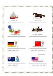 English worksheet: Verb to be + Nationalities