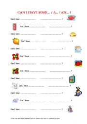 English Worksheet: Can I have some?