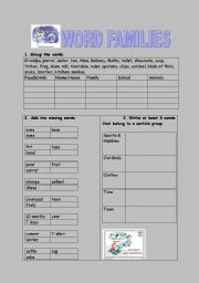 English Worksheet: word families