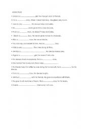 English worksheet: adjectives