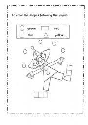 English Worksheet: Shapes and color