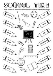 English Worksheet: School Time (3)