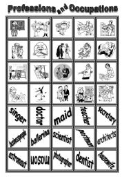 English Worksheet: Professions and Occupations - Memory Game - Part I