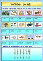 English Worksheet: Words Game