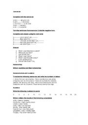 English worksheet: verb to be, nationalities ,demonstratives and numbers