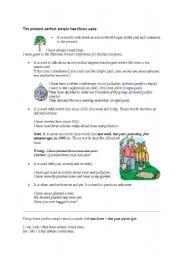 English Worksheet: The Present Perfect Simple
