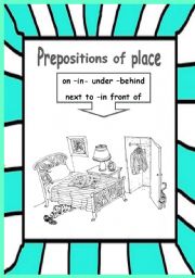 English Worksheet: prepositions of place 1/2  (turn it to B&W by removing the background colour)