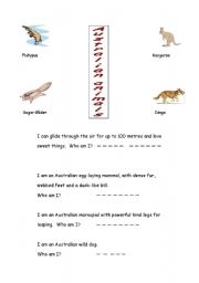 English worksheet: Australian animals