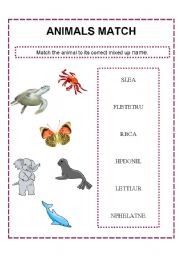 English worksheet: Animal match