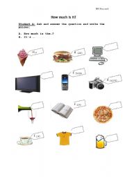 English Worksheet: Speaking activity -  How much is it? Student A