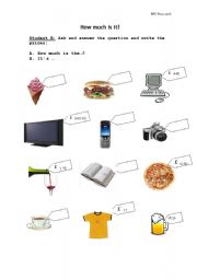 English Worksheet: Speaking activity -  How much is it? Student B