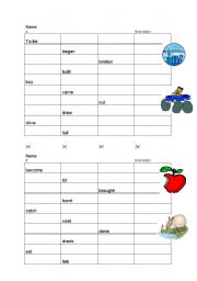 English Worksheet: irregular verbs - test 2