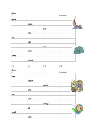 English Worksheet: irregular verbs 4-test
