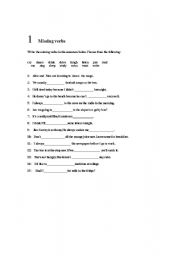 English Worksheet: missing verbs