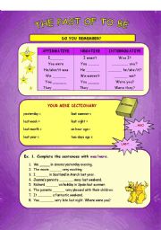 English Worksheet: The Past Form of TO BE (was/were)