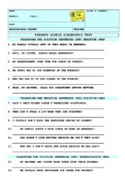 English Worksheet: Present Simple Diagnostic Test