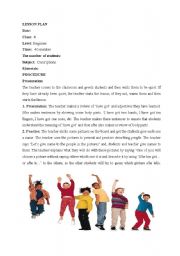 English worksheet: lesson plan