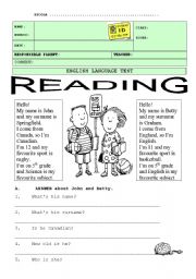 English Worksheet: Test - Personal Identification