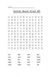 English Worksheet: Dolch Primer Word Search (2 of 2)