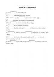 English Worksheet: VERS IN PRESENT