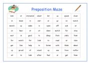 English Worksheet: Preposition Maze