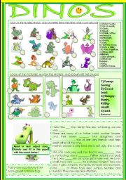 English Worksheet: DINOS!!! LEARN SOME ENGLISH WITH THOSE LOVELY CREATURES (Not so serious magic series!) part 5