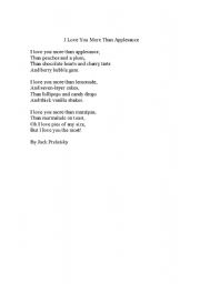 English Worksheet: Valentines Day poem