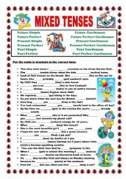 English Worksheet: Mixed tenses