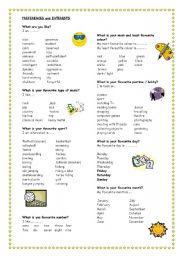 English Worksheet: PREFERENCES, INTERESTS, HOBBIES