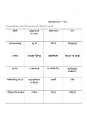 English worksheet: Travelling