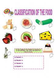 English worksheet: FOOD AND ITS CLASSIFICATION