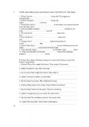 English worksheet: past perfect