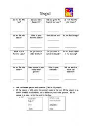 English Worksheet: Self Introduction Bingo