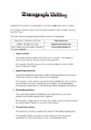 English Worksheet: paragraph writing