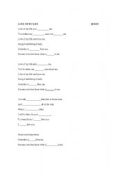 English Worksheet: Love of my life exercise