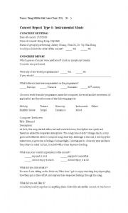 English Worksheet: Concert Report