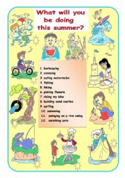 English Worksheet: What will you be doing this summer?