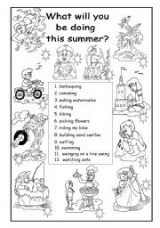 English Worksheet: What will you be doing this summer?