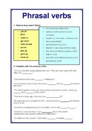 English Worksheet: Phrasal verbs