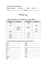 English Worksheet: Test about plural of nouns