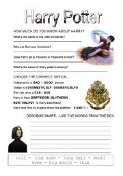 English Worksheet: HARRY POTTER