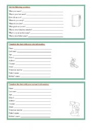 English worksheet: ask and asnwer personal information